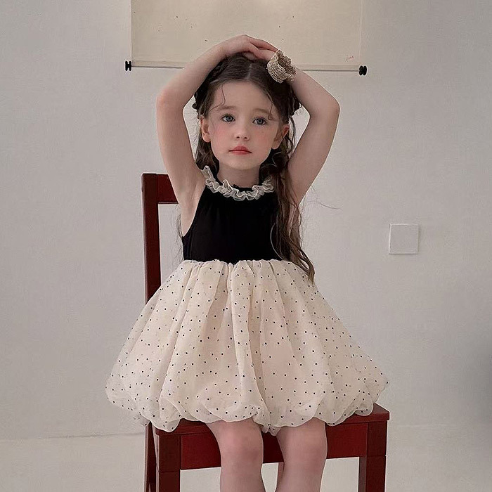 正韓夏aiai 點點高雅花苞洋裝