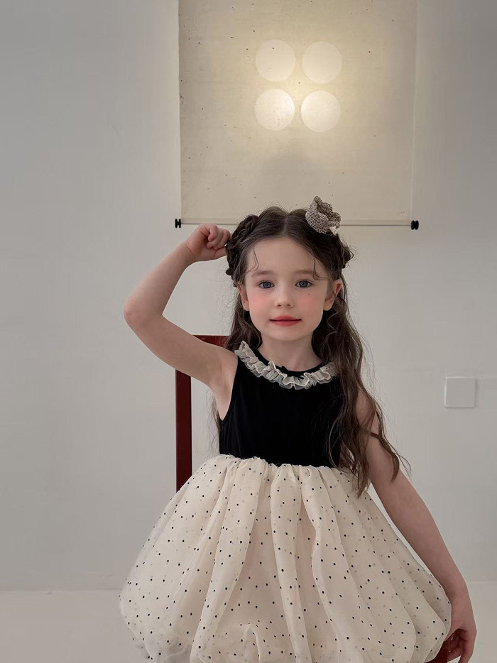 正韓夏aiai 點點高雅花苞洋裝