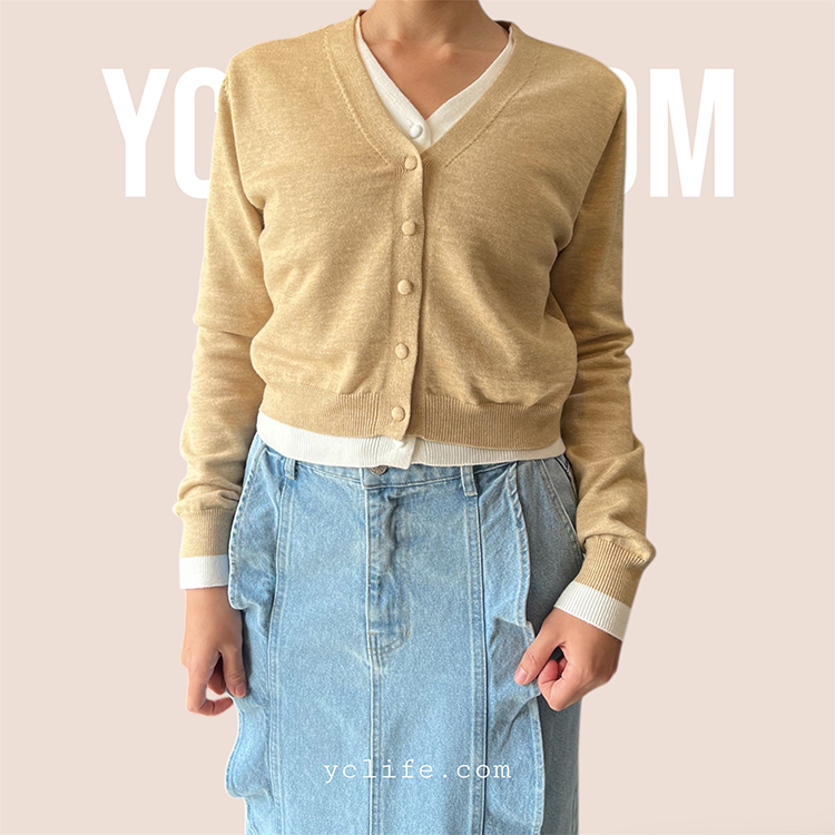 柔霧層次假兩件針織