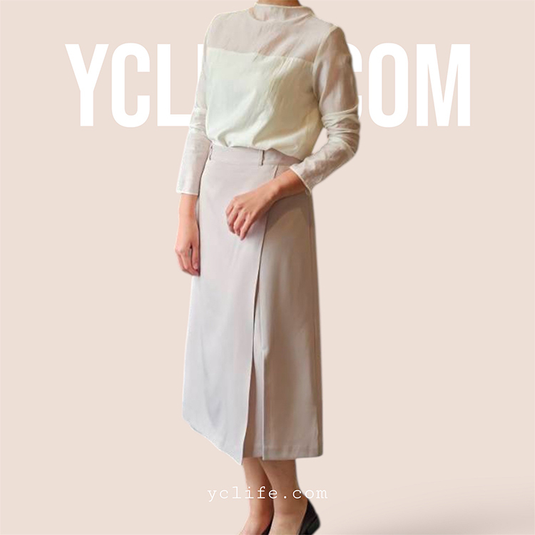 簡約交疊設計中長裙