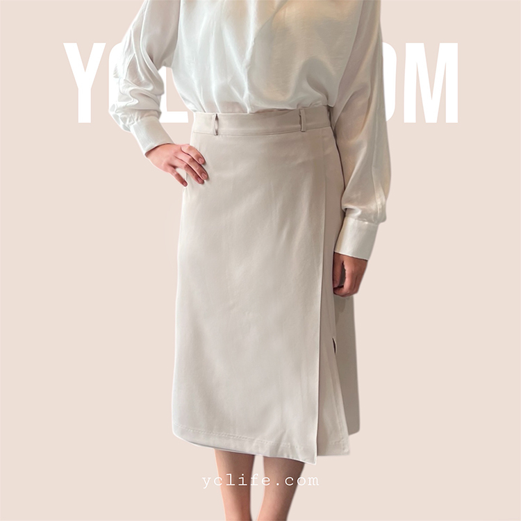 簡約交疊設計中長裙