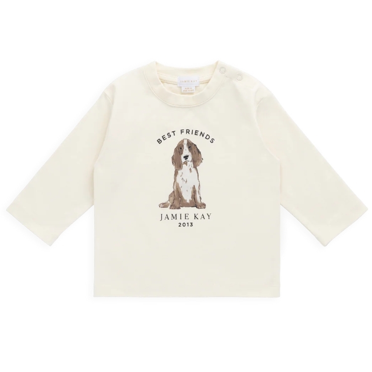 （預購）JAMIEKAY 長耳狗長袖上衣 Marshall Long Sleeve Top - Parchment Best Friends