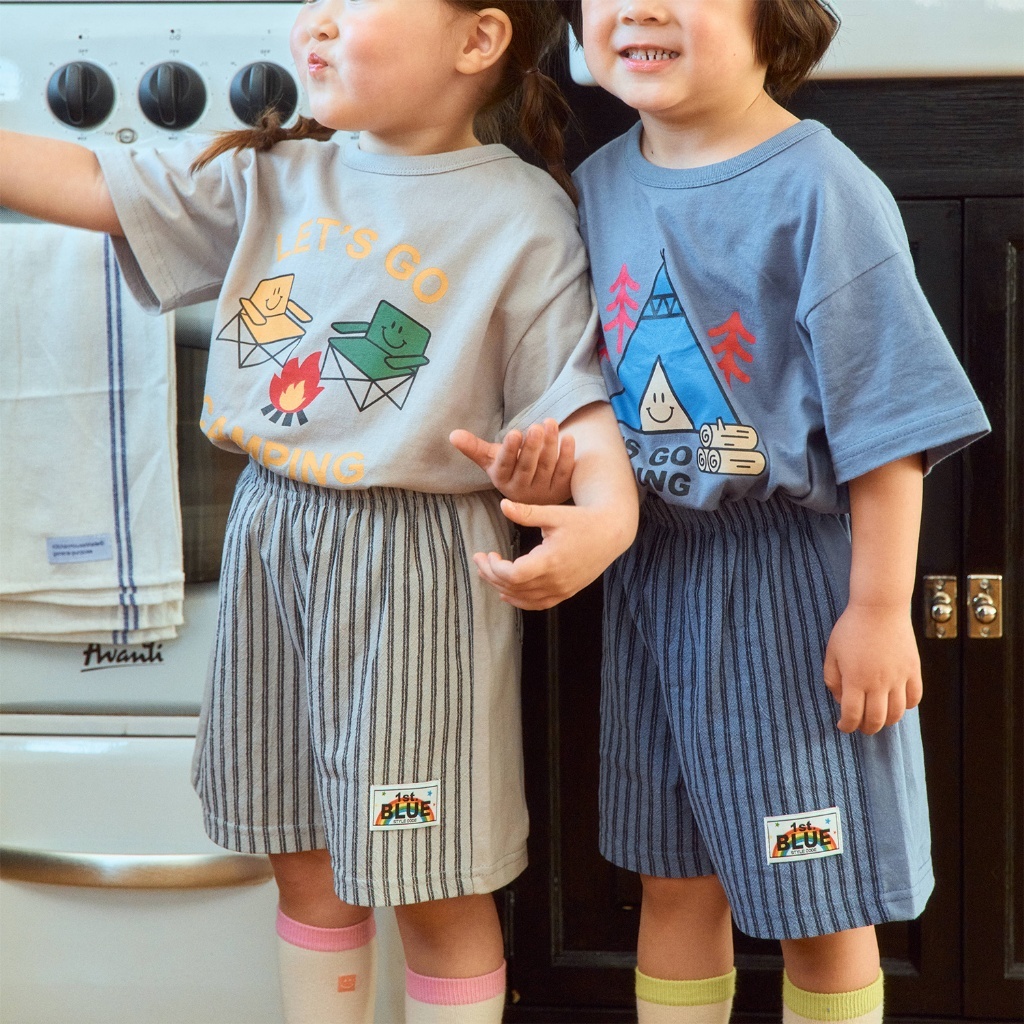 韓國🇰🇷1stblue 露營風直條拼接短褲(5-15)