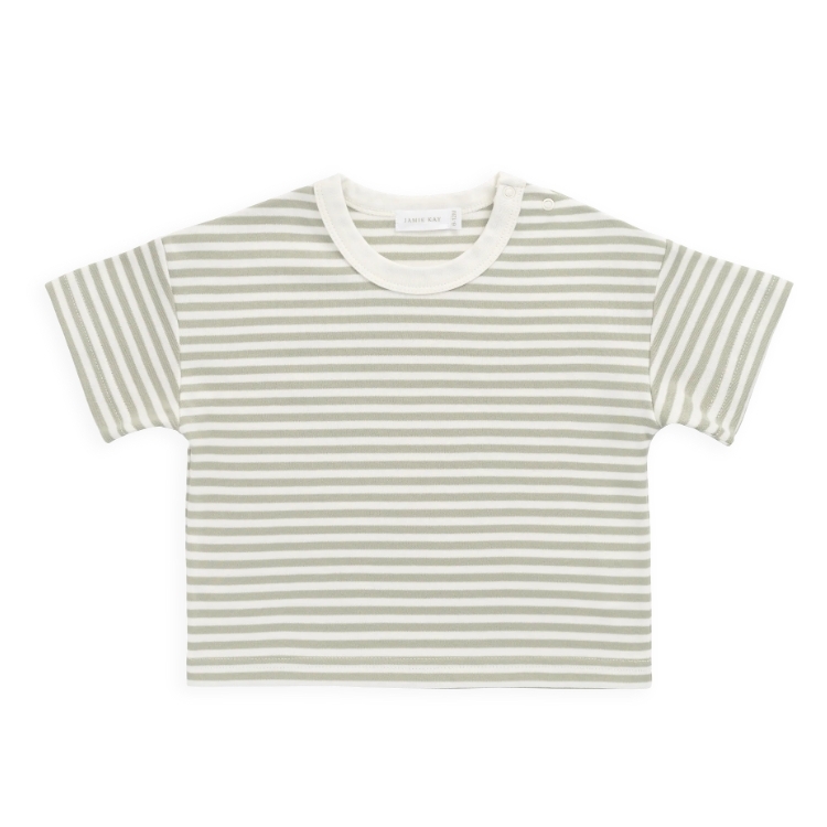 （預購）JAMIEKAY 條紋上衣 Pima Cotton Wesley Tee - Narrow Stripe Lichen / Cloud