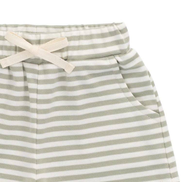 （預購）JAMIEKAY 條紋綁帶短褲 Pima Cotton Wesley Short - Narrow Stripe Lichen / Cloud