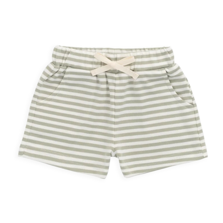 （預購）JAMIEKAY 條紋綁帶短褲 Pima Cotton Wesley Short - Narrow Stripe Lichen / Cloud