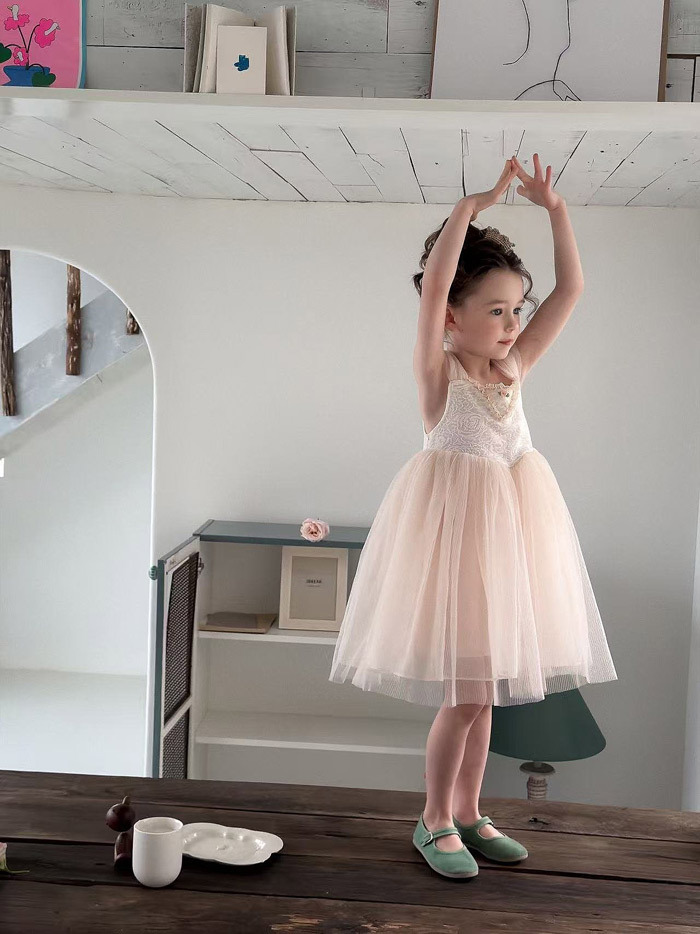 正韓夏aiai 粉色芭蕾女孩洋裝