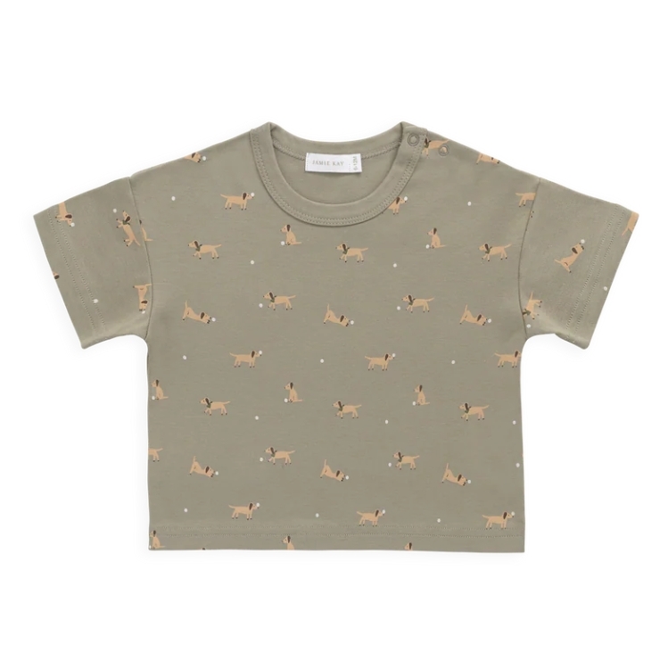 （預購）JAMIEKAY 臘腸狗短袖上衣 Pima Cotton Wesley Tee - Play Ball Vert