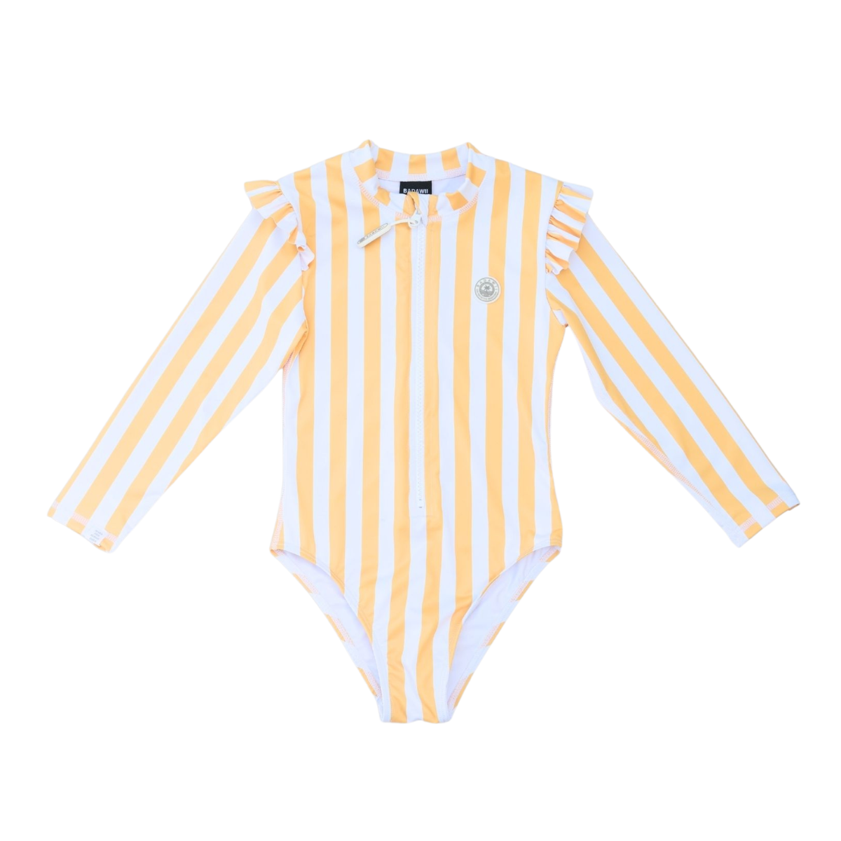 〖 Badawii 〗陽光黃條紋防曬一件式泳衣