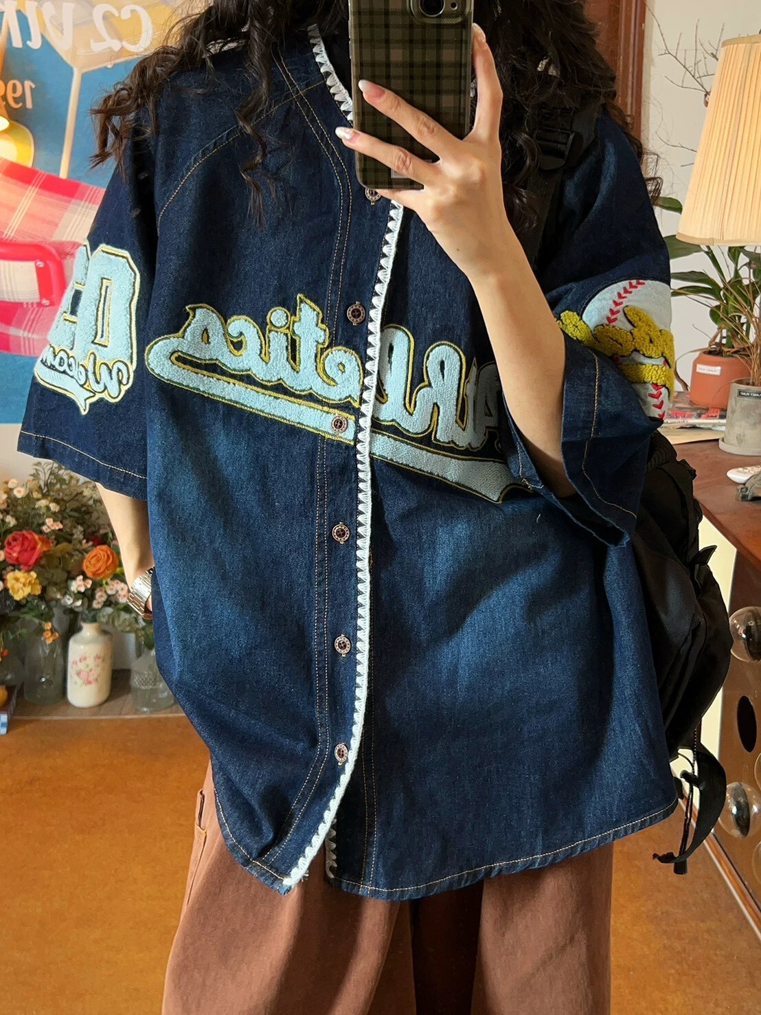 鋸齒單寧棒球衫