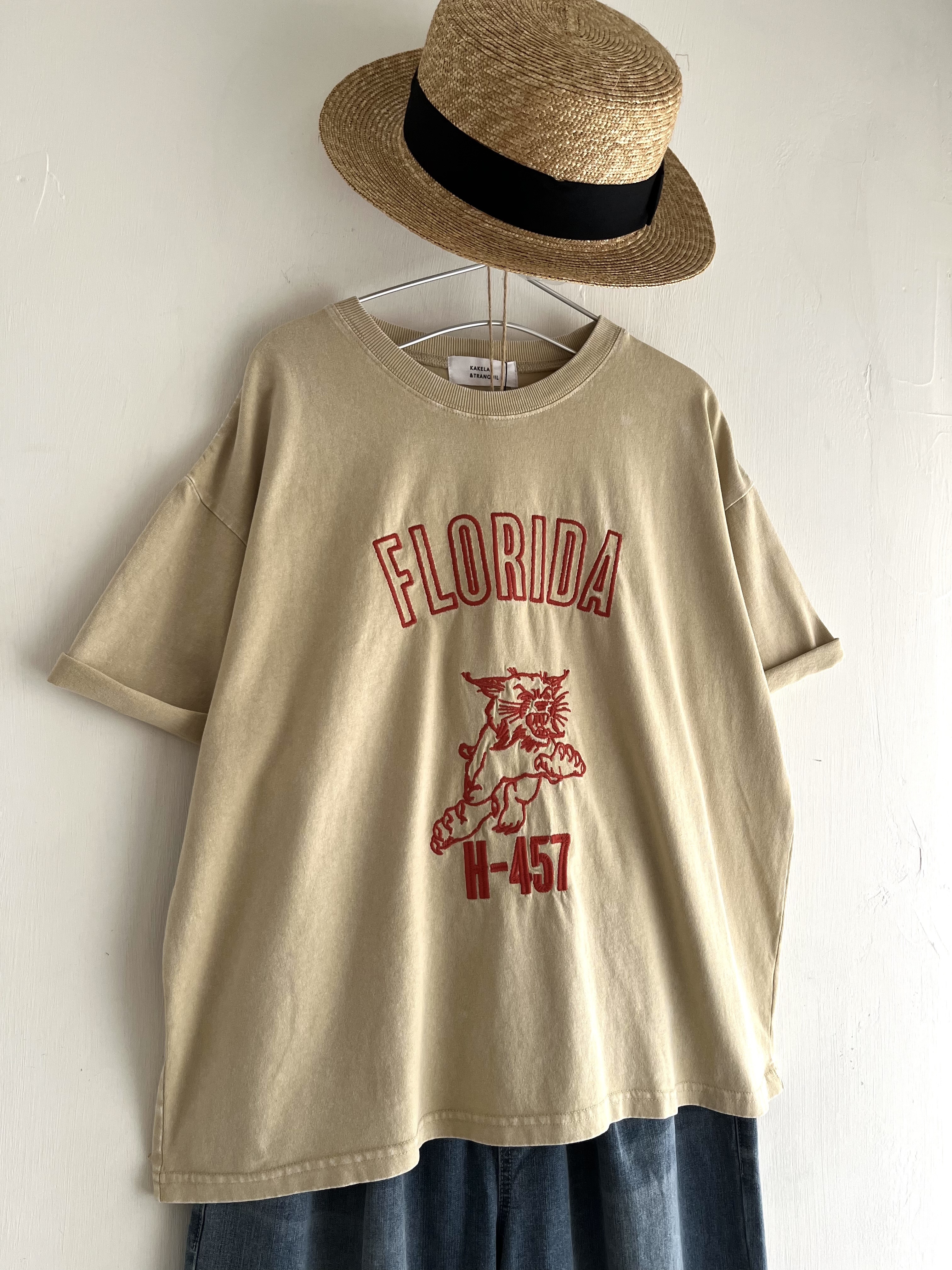 KAKELA & TRANQUIL米色洗水布刺繡tee