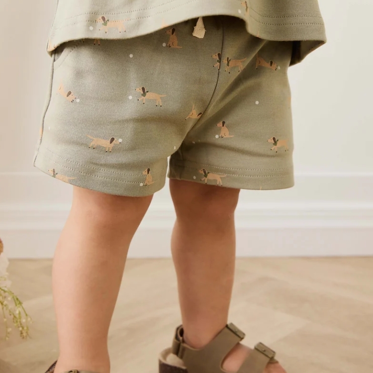 （預購）JAMIEKAY 臘腸狗綁帶短褲 Pima Cotton Wesley Short - Play Ball Vert