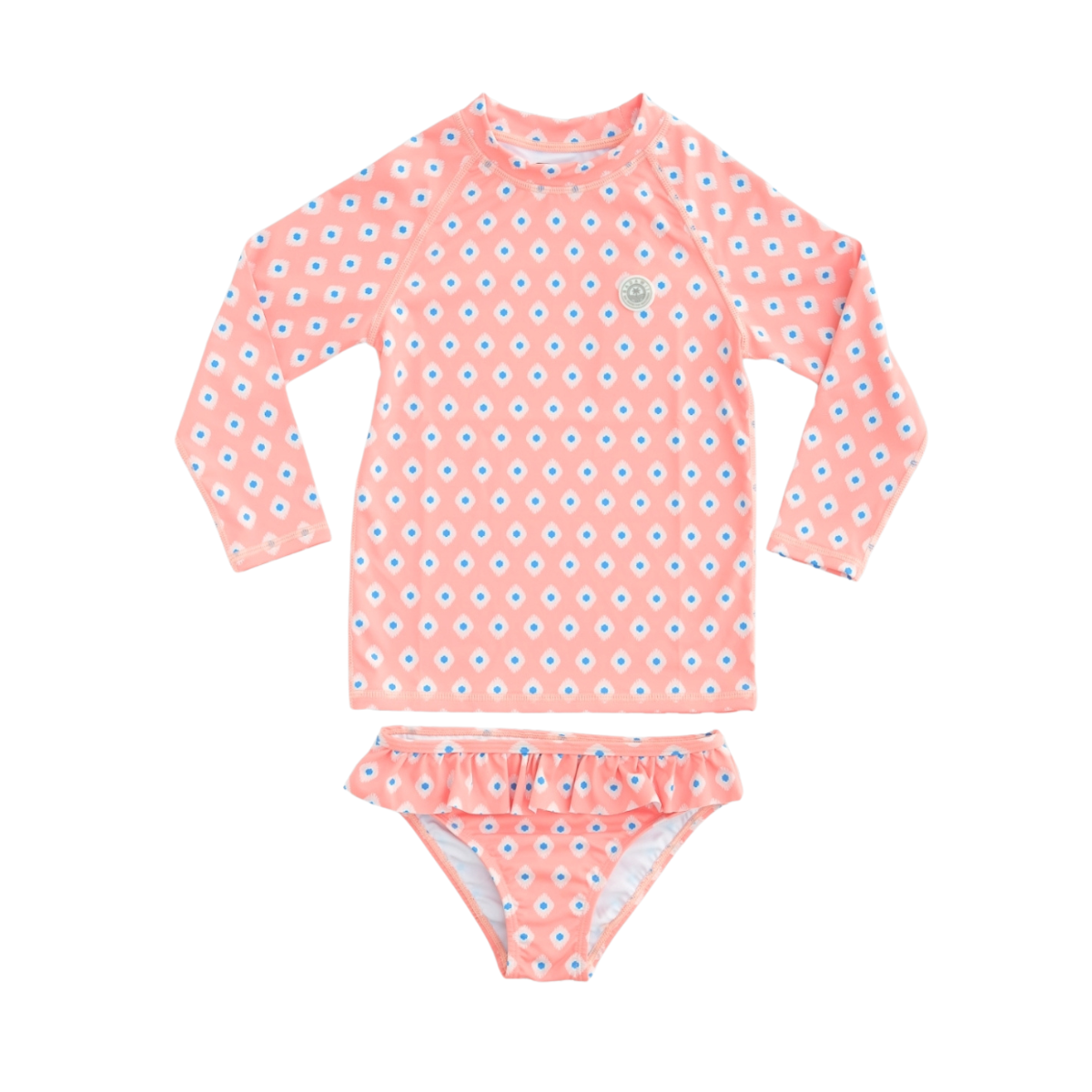 〖 Badawii 〗粉橘菱格防曬兩件式泳衣