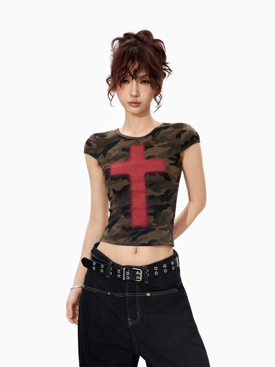 迷彩十字短T