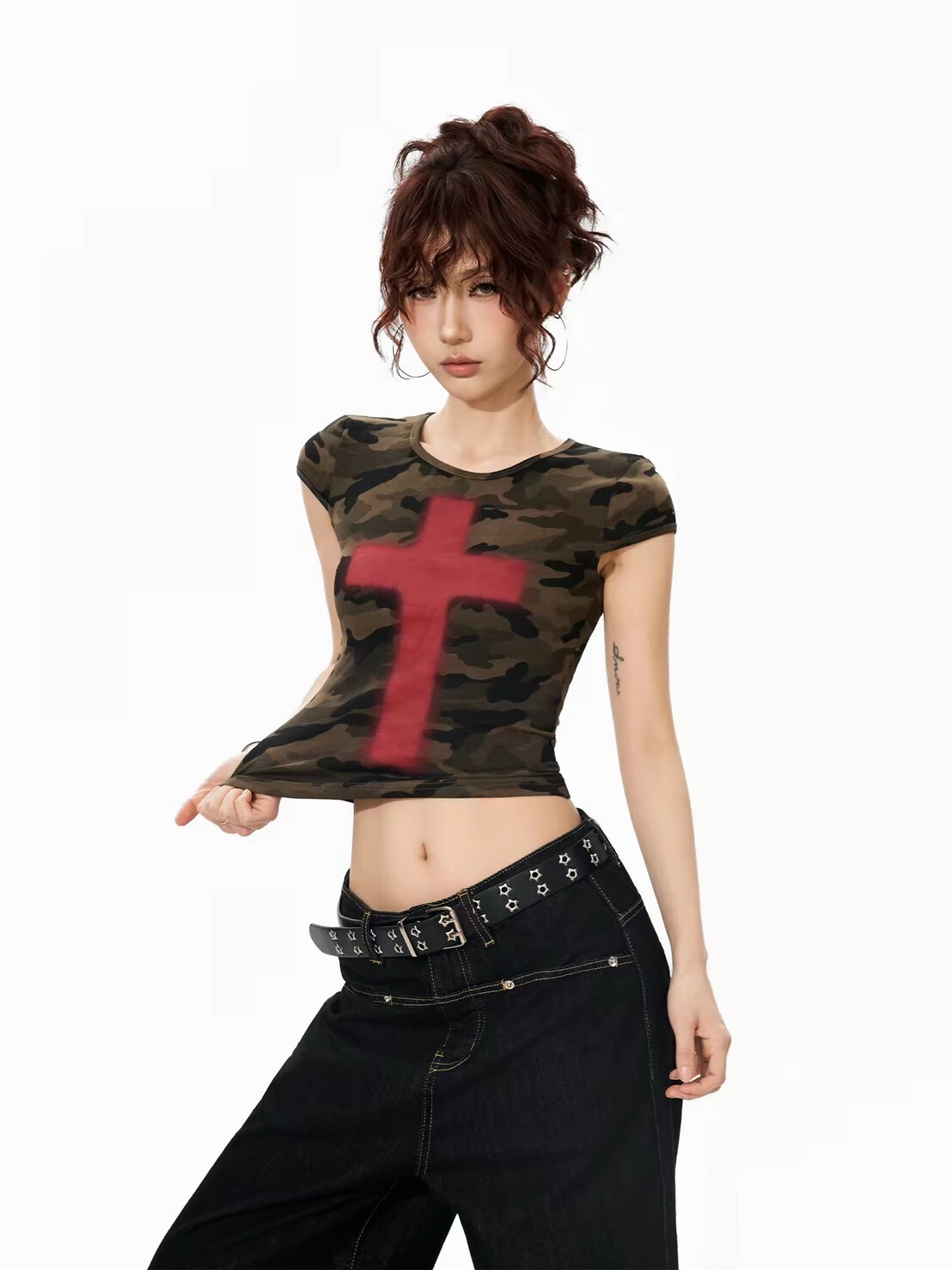 迷彩十字短T