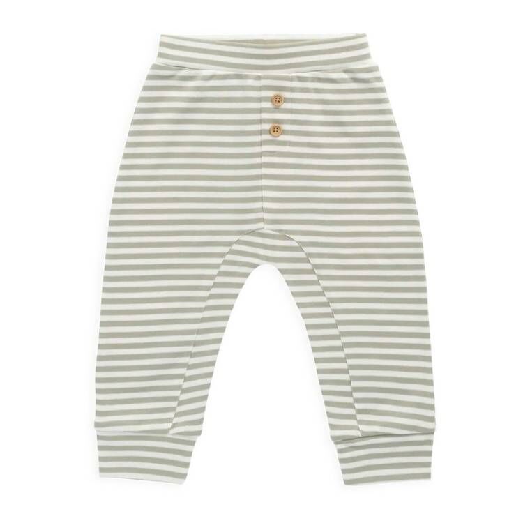 （預購）JAMIEKAY 雙釦裝飾條紋長褲 Pima Cotton Wesley Pant - Narrow Stripe Lichen / Cloud