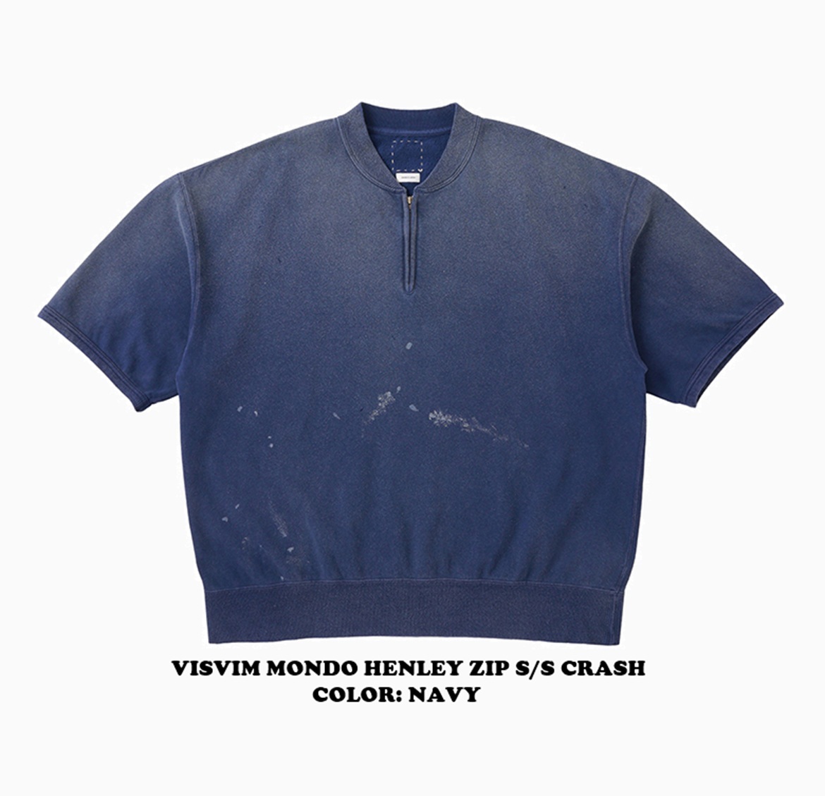 VISVIM 2026 S/S MONDO HENLEY ZIP S/S CRASH (EX JUMBO) - NAVY PRE ORDER ITEM (預訂中)