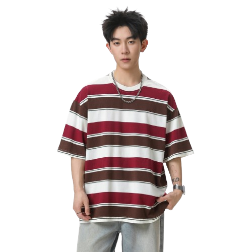 撞色條紋寬鬆短踢 OT7287