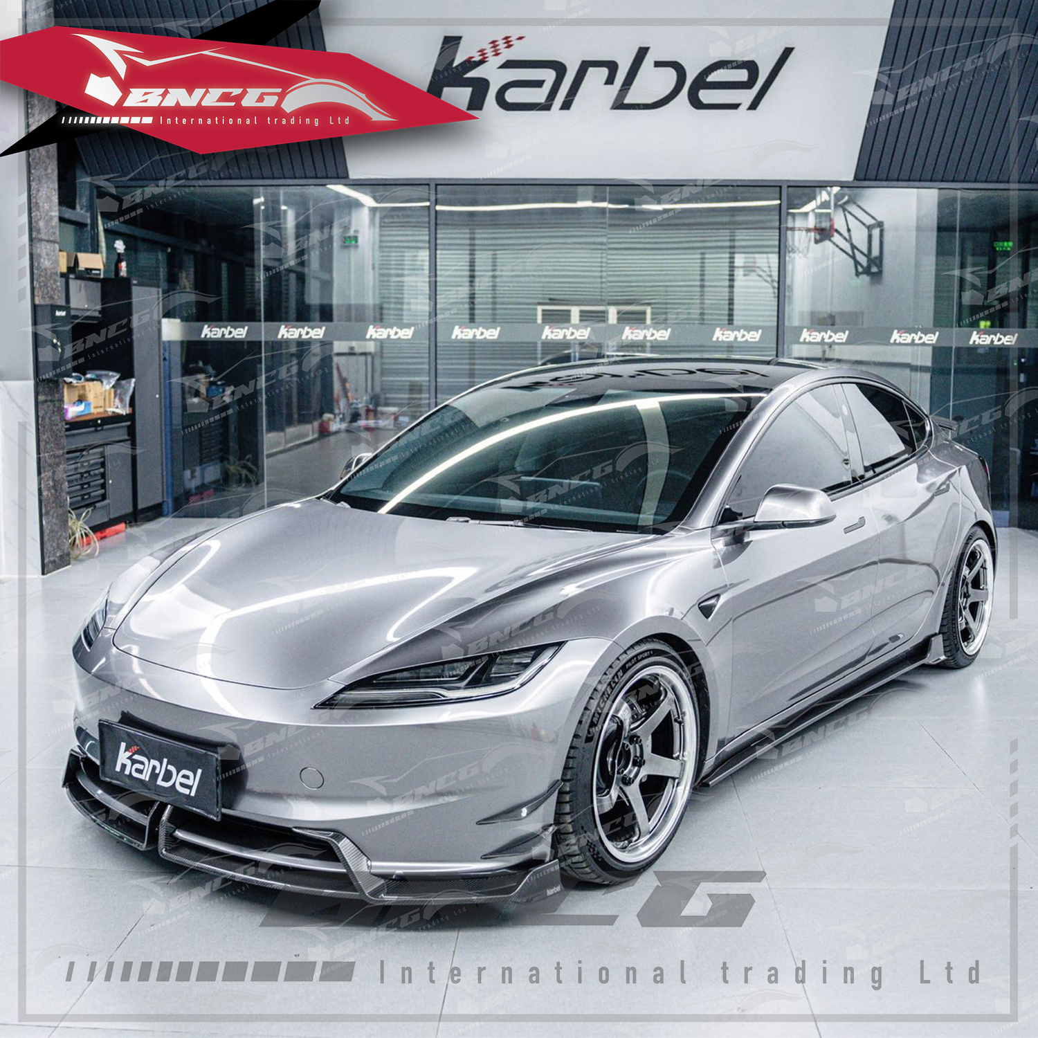 特斯拉 Tesla Highland Model3 改裝 乾碳纖維 外觀件 空力套件 Karbel包圍 前後擾流 側裙 風刀  尾翼