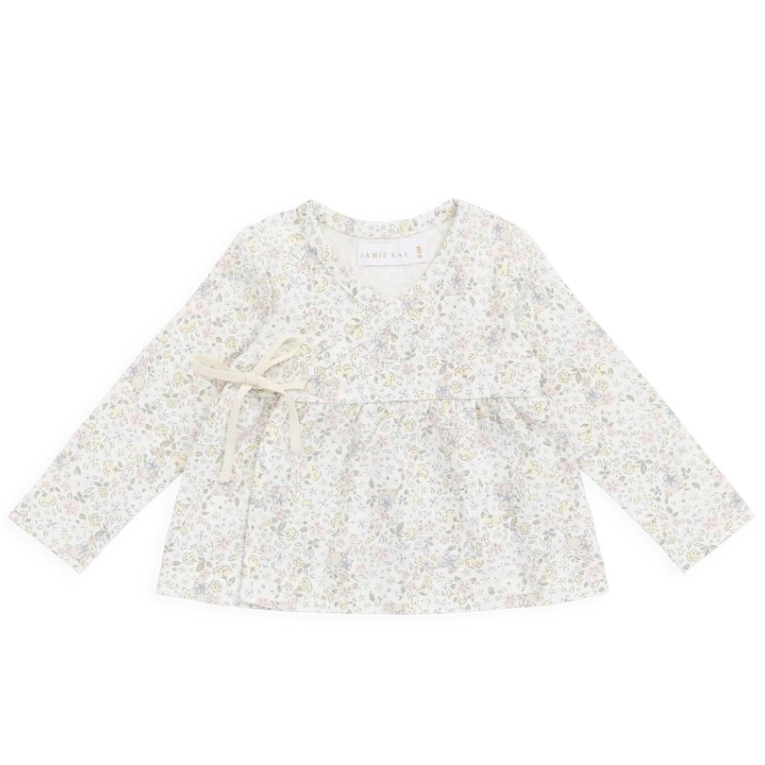 （預購）JAMIEKAY 兔兔花園花卉印花綁帶上衣 Organic Cotton Petal Wrap Top - Cottage Garden