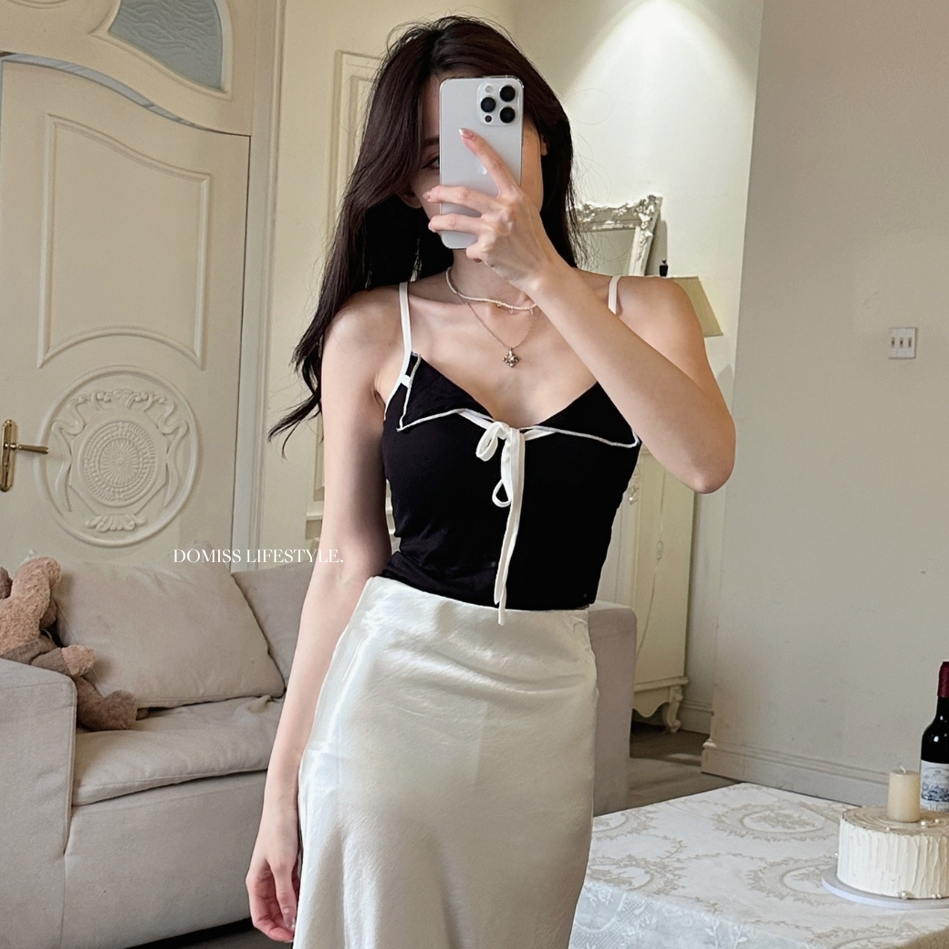 【非典型甜美】DOMISS撞色滾邊背心 蝴蝶結背心-3色(現+預)