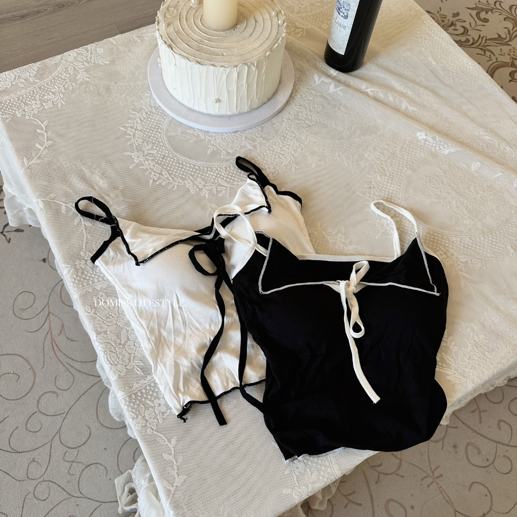 【非典型甜美】DOMISS撞色滾邊背心 蝴蝶結背心-3色(現+預)