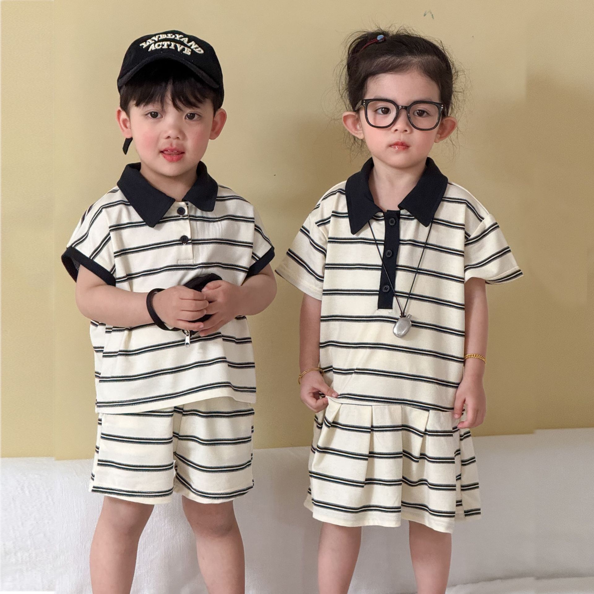 兄弟姐妹一起穿_日系條紋套裝/洋裝