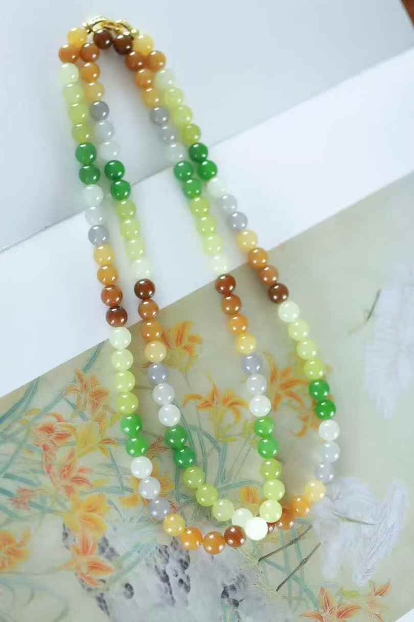 和田玉彩虹多寶珠串 (8mm直徑),天然和田玉軟玉