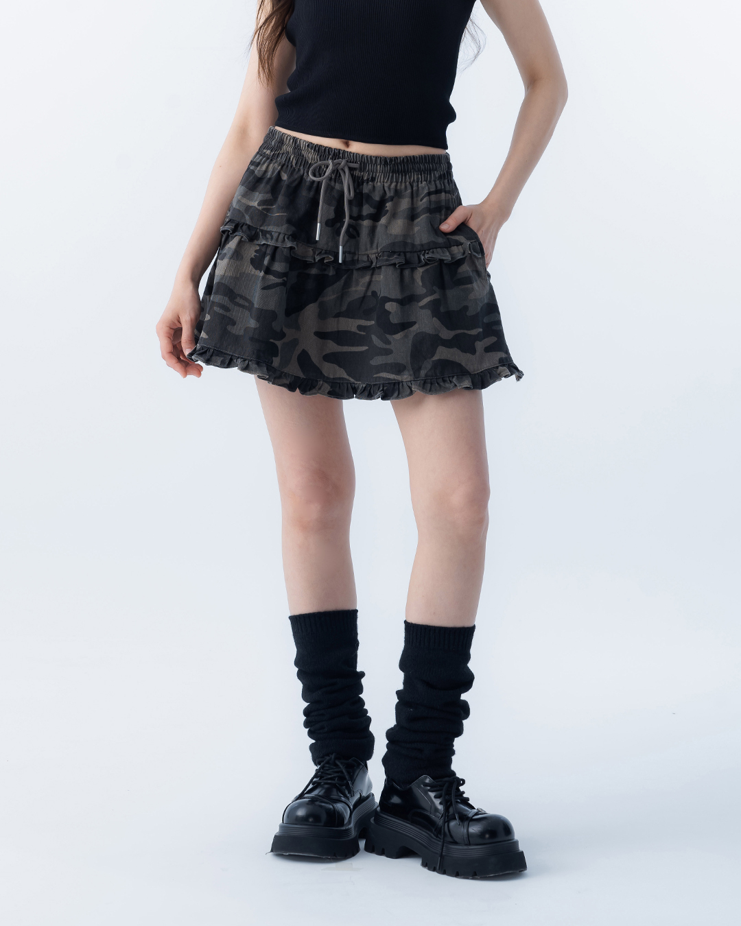 Camouflage ruffled cake skirt S/M【03010944】in stock+pre-order