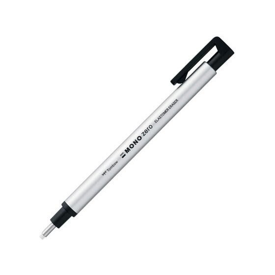 『Tombow』 筆形橡皮擦 Mono Zero 圓形銀色