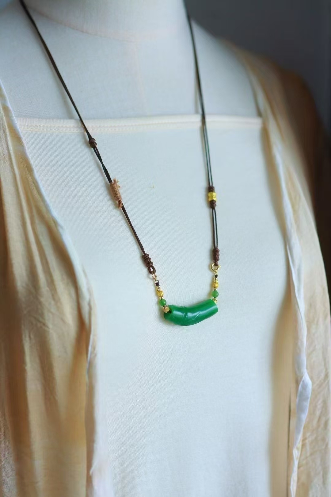 315711 和田玉碧玉竹節玉璜吊墜