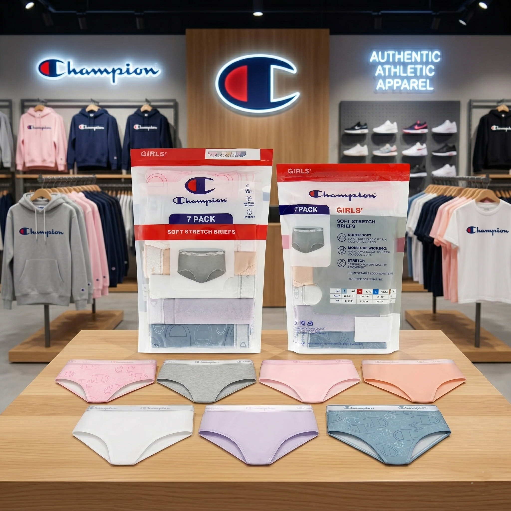 【預購】Champion H032408 女童柔軟彈力內褲 7 條裝