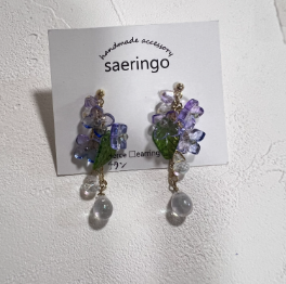 [saeringo] 紫陽花串耳環 | 紫色 | 耳針 | NO.144