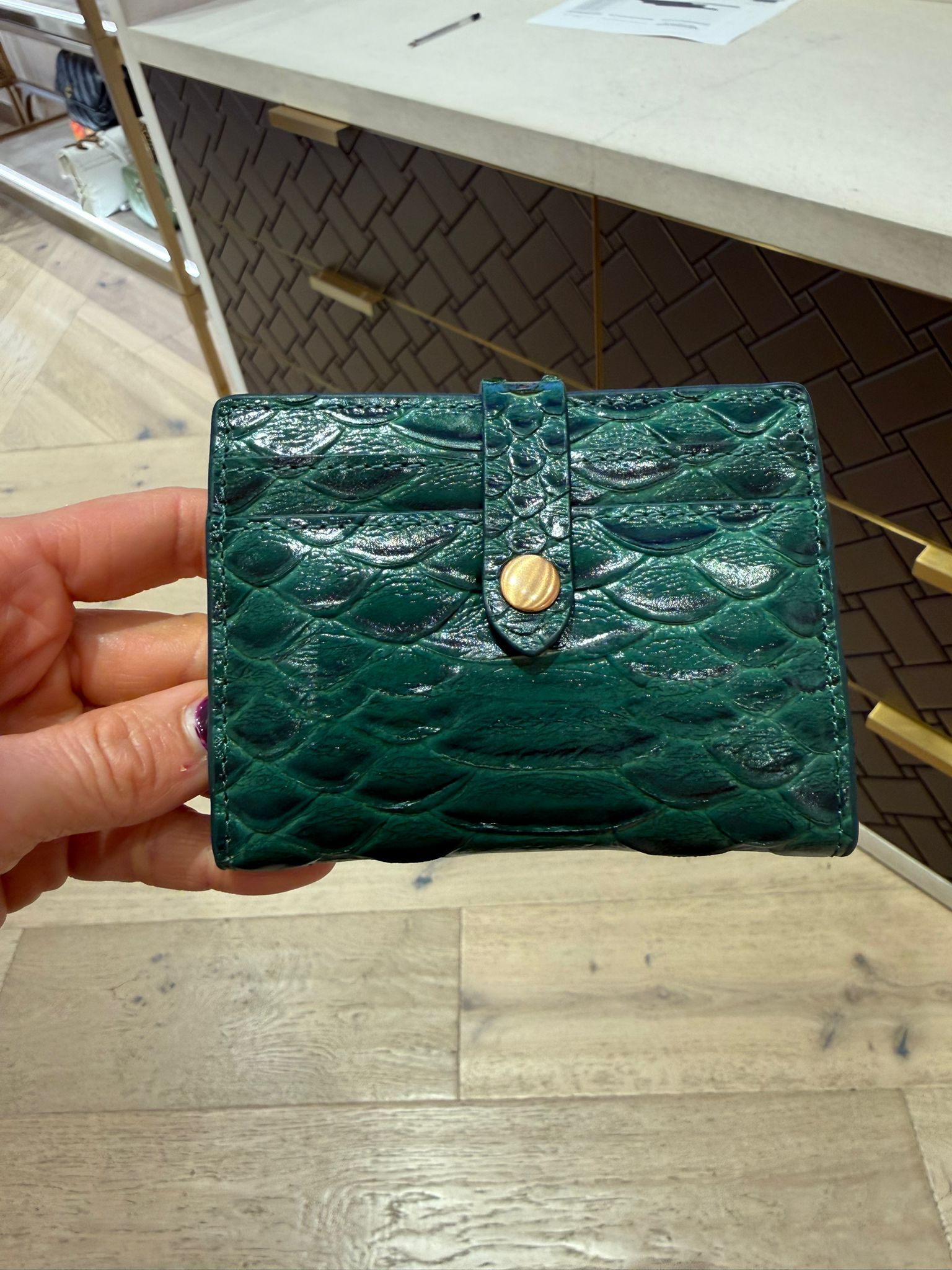 英國代購 (獨立訂單)-Kurt Geiger BRIXTON MULTI CARD -GREEN（牛皮蛇紋）