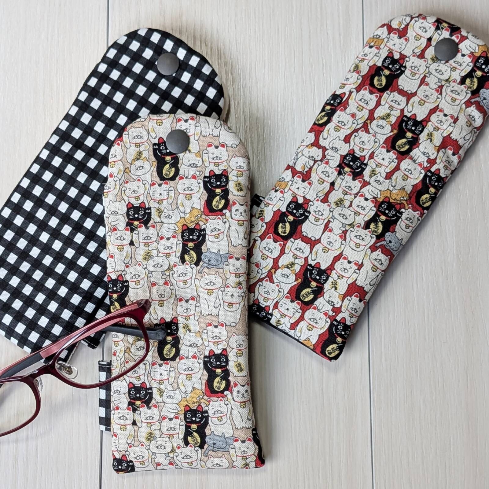 [日本製造] 招財貓日本布藝眼鏡袋