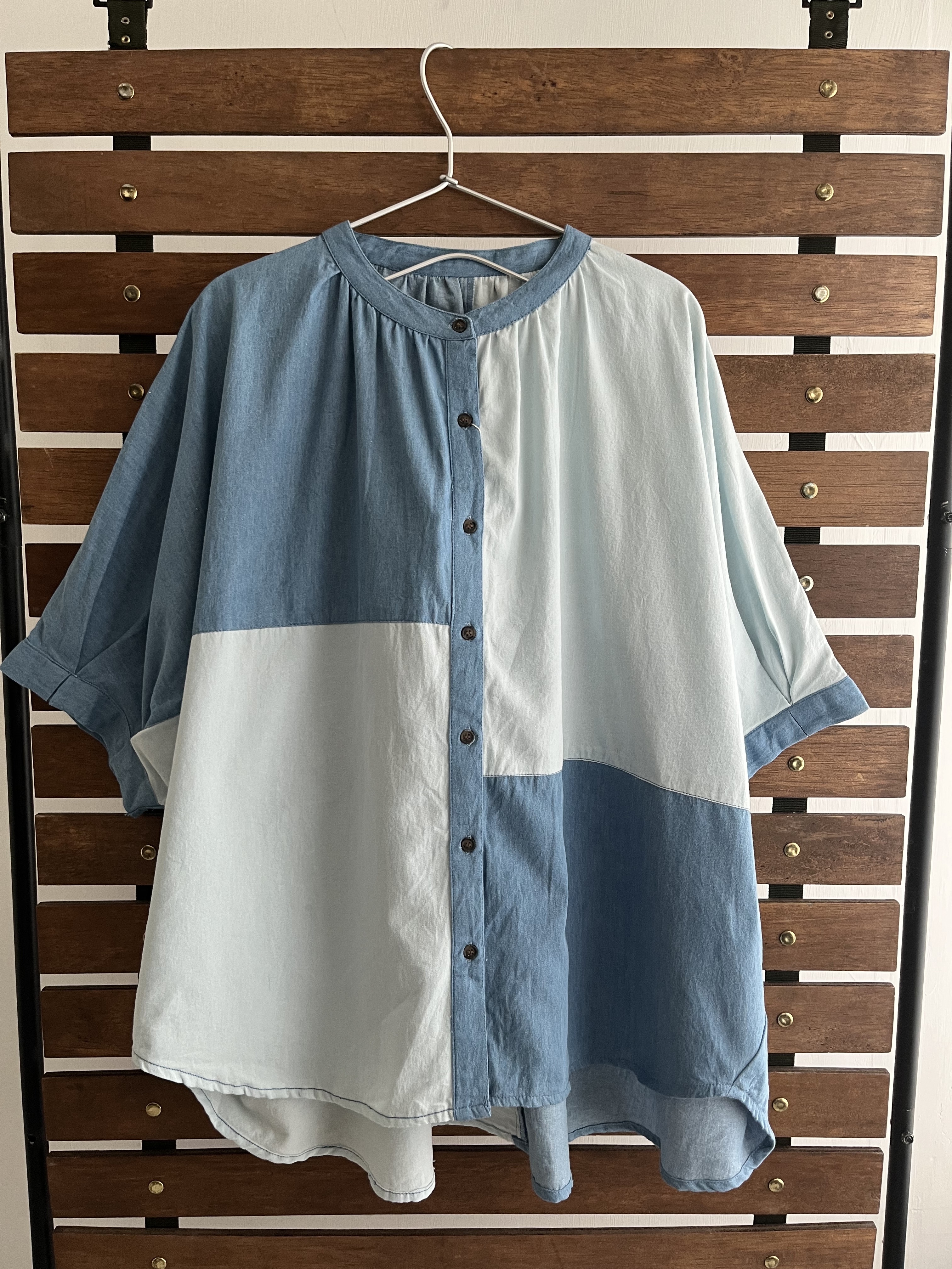 LUPILIEN藍色拼色top