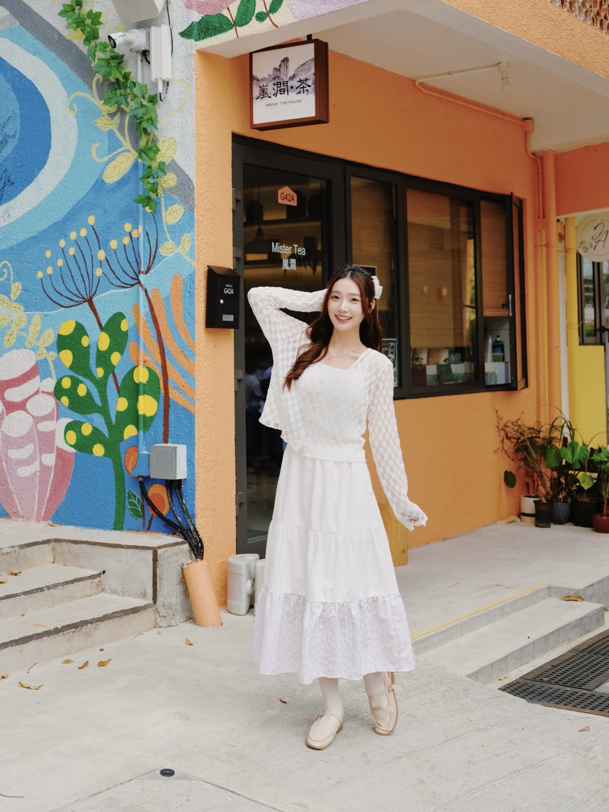 兩色 / 條紋提花拼布蛋糕裙 / Striped Embroidered Jacquard Patchwork Tiered Skirt