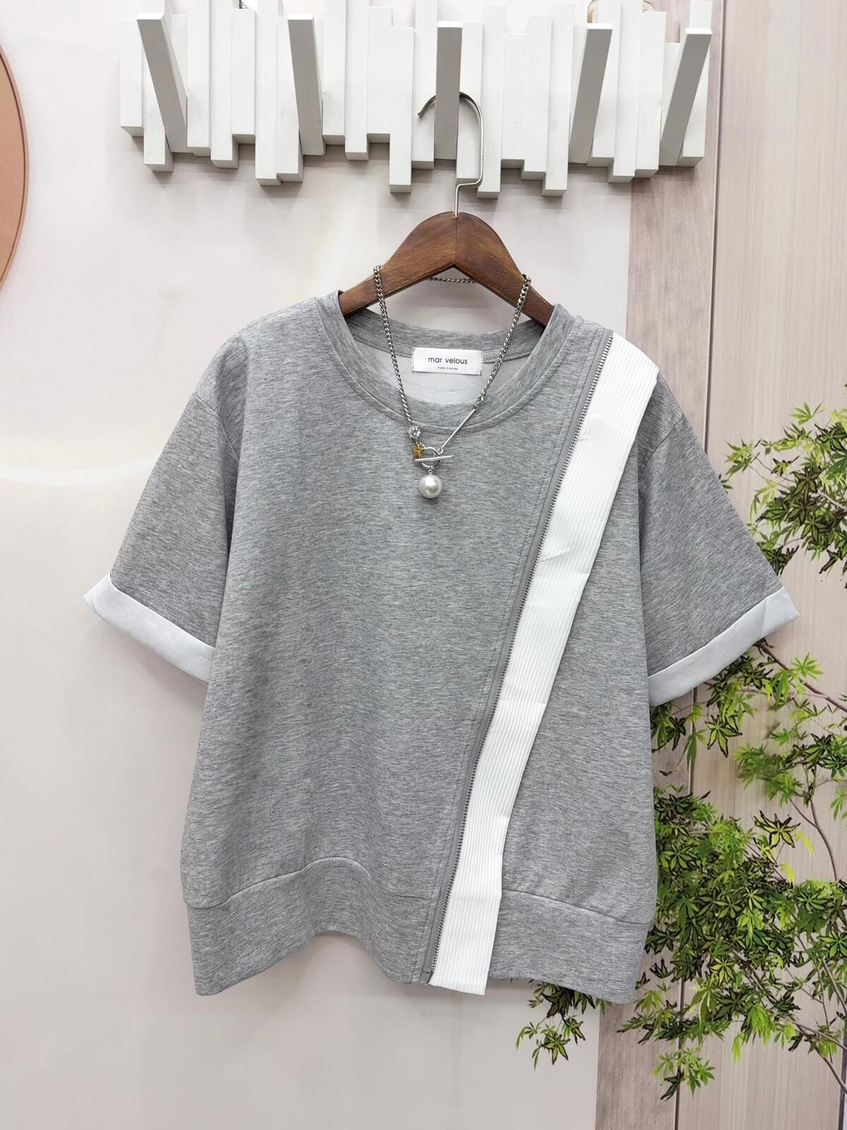 Mar 高質拼假拉鍊 top~152C