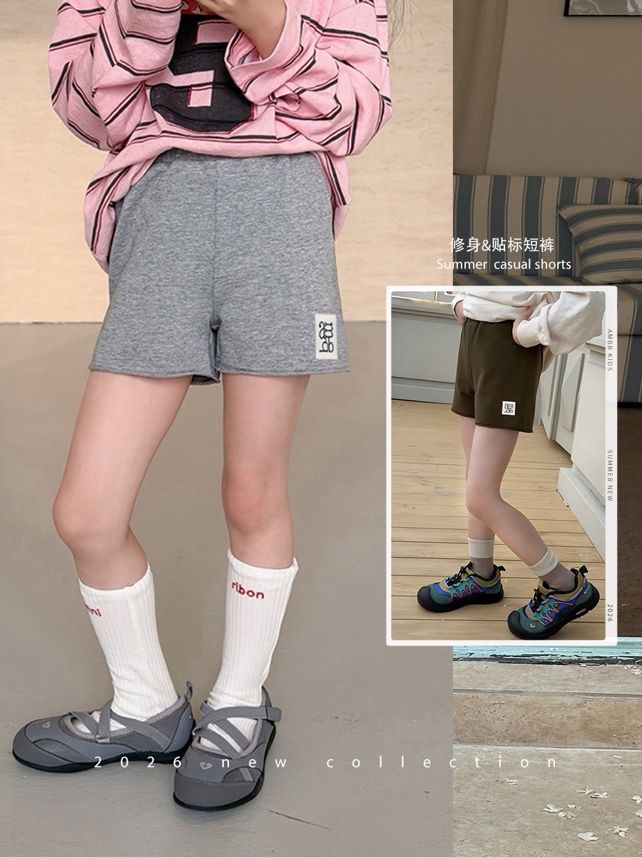 六色甜酷女孩A字貼標短褲