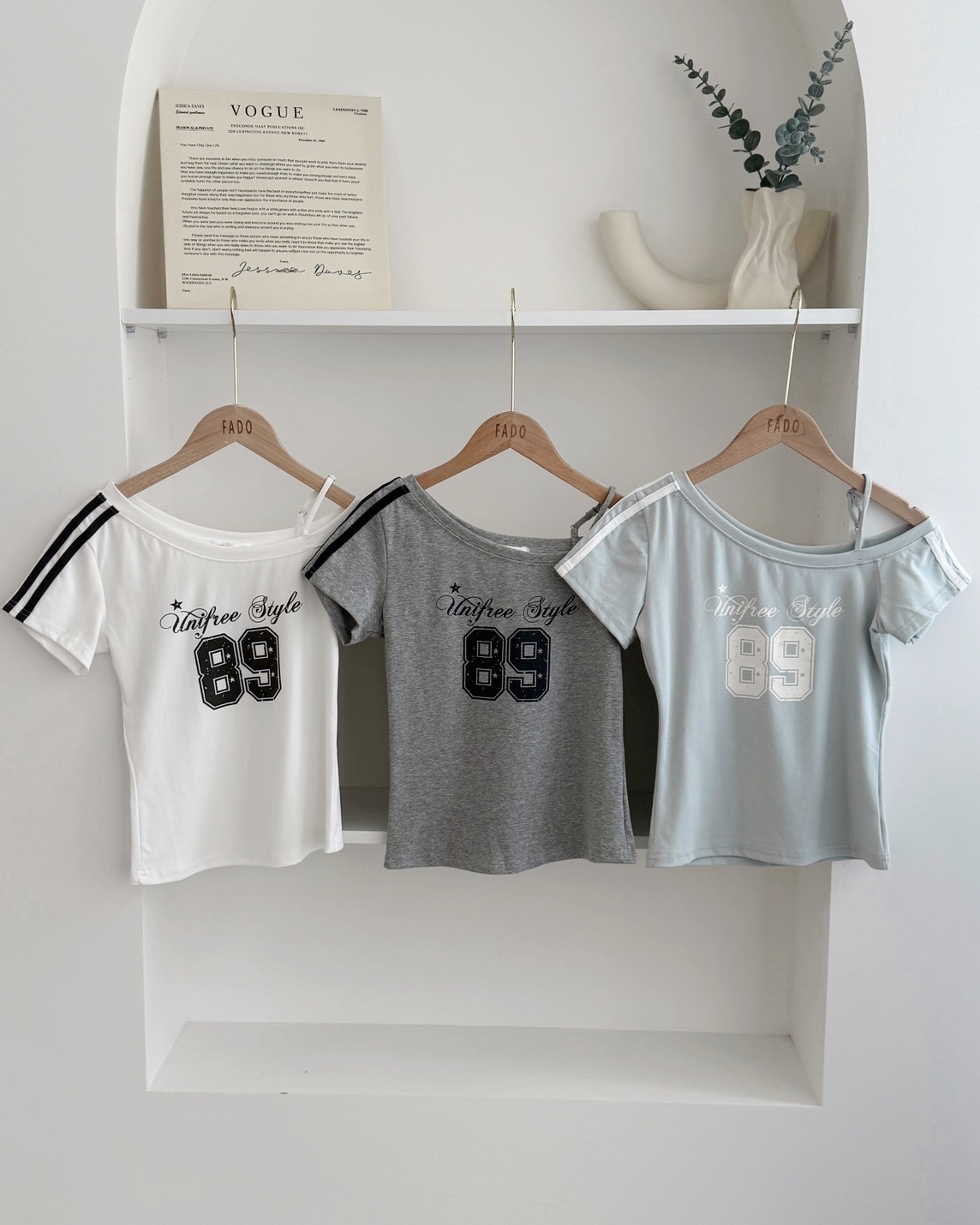 法朵Fado shop｜美式校園感單肩短T 0215063 三色