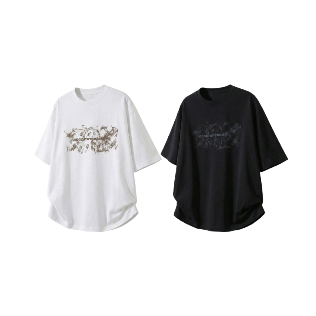 美式塗鴉印花寬鬆短踢 OT7267