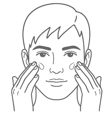 費洛蒙精粹用法step2：將指腹點擦臉部，均勻塗抹