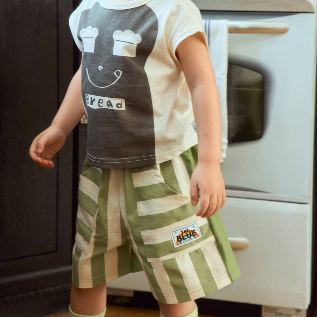 韓國🇰🇷1stblue 橫條口袋直條短褲(5-15)