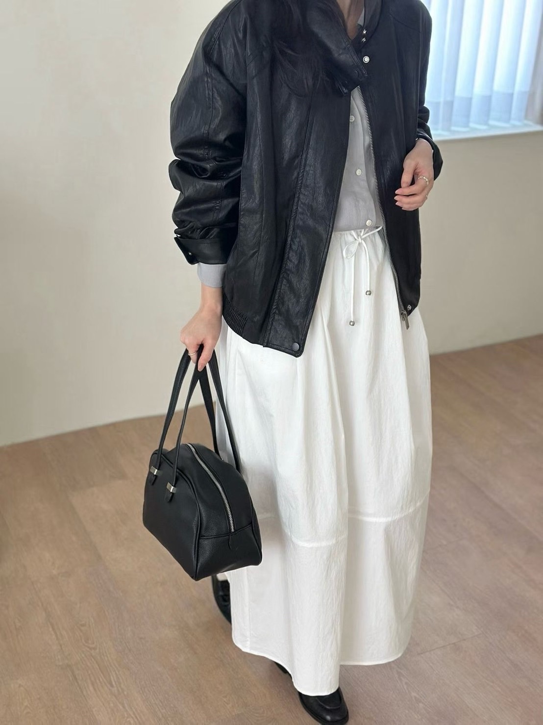 韓國連線 基本色系經典立領皮外