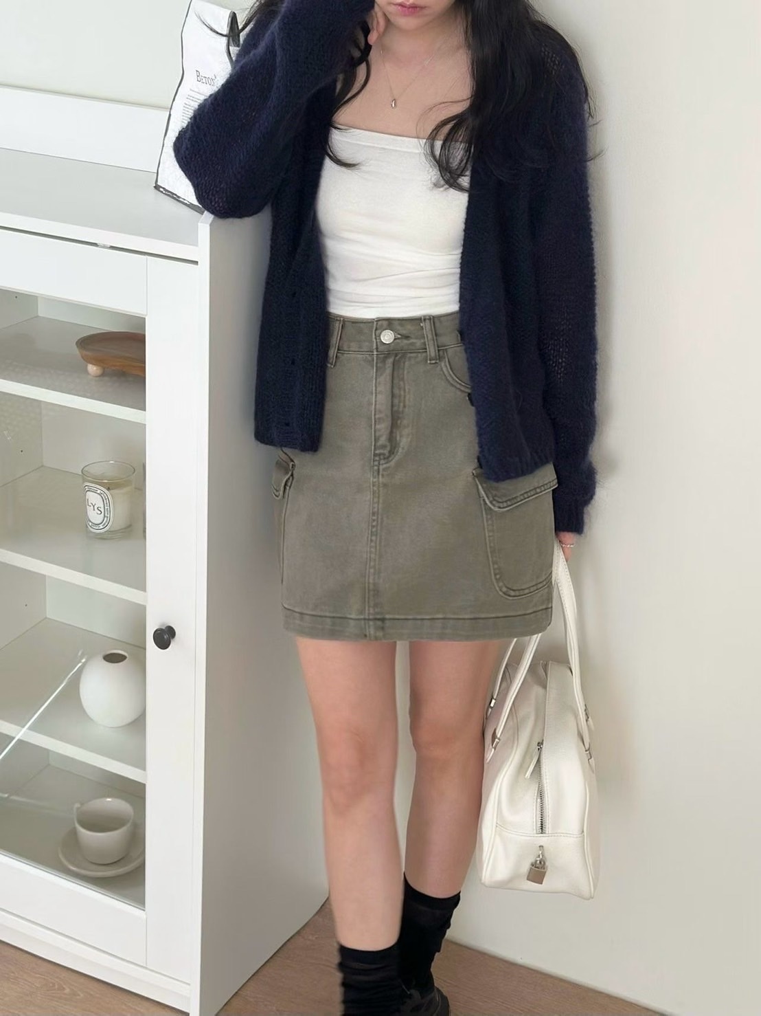 韓國連線 工裝口袋牛仔短裙