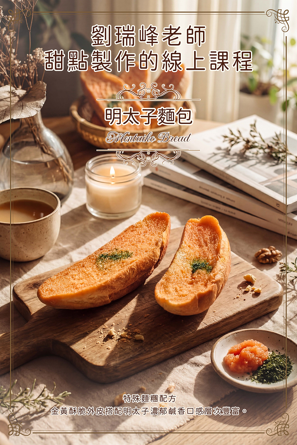 亞森麵包營業配方-明太子麵包 － 陳撫洸老師線上甜點課程