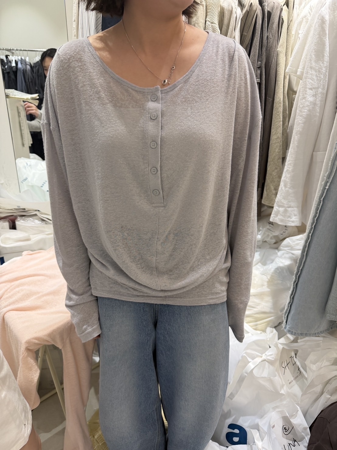 韓國連線 舒適麻感輕上衣