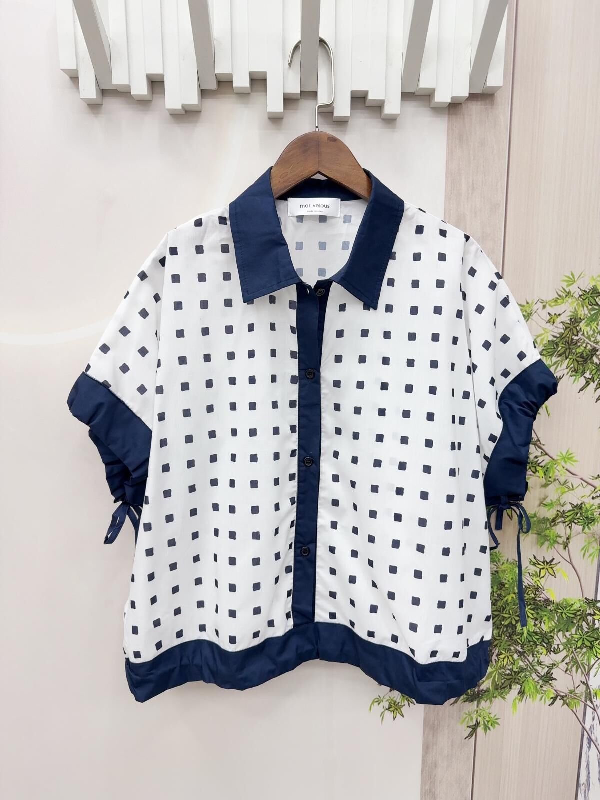 Mar 薄料正方圖案top ~152U