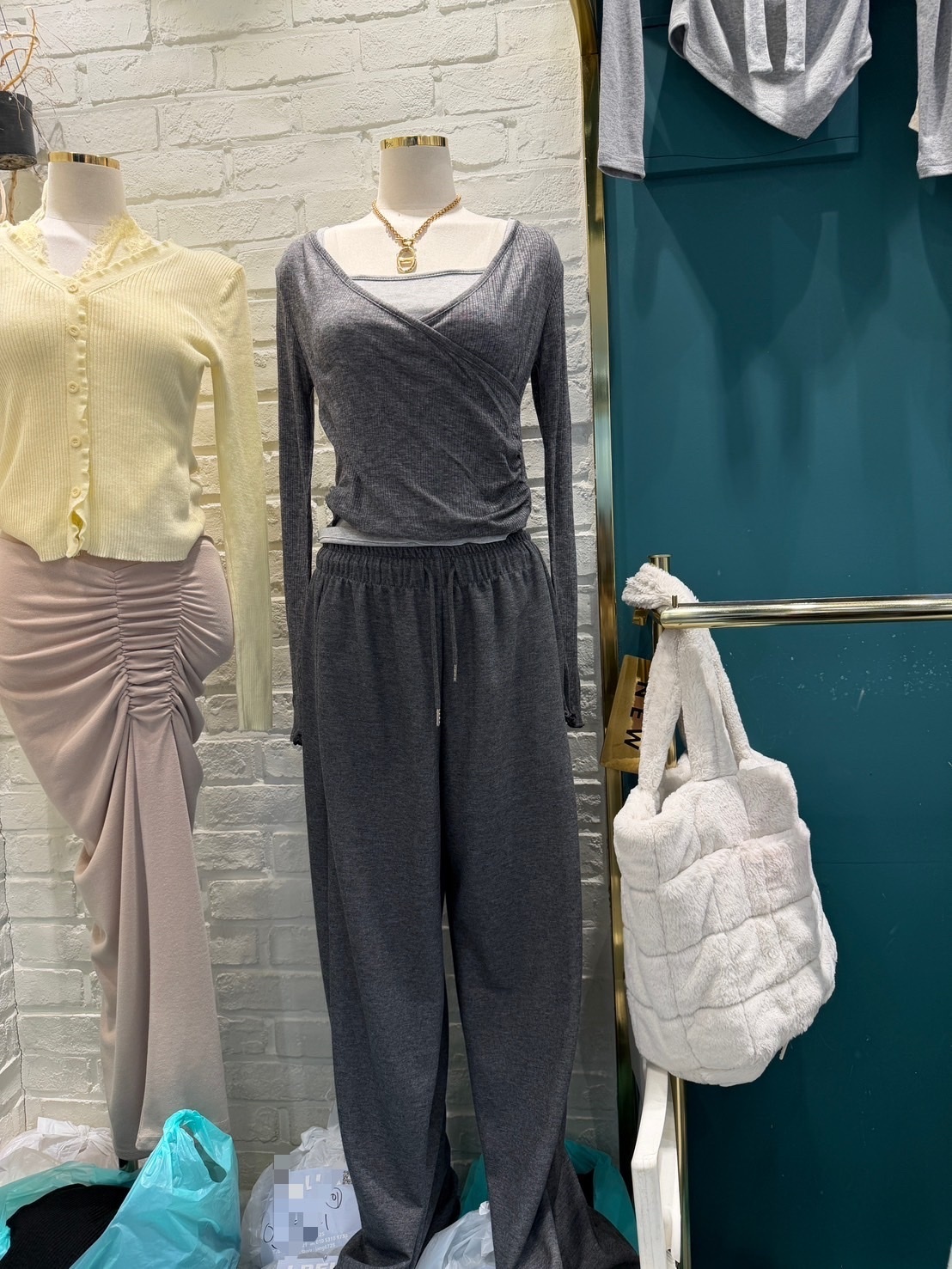 韓國連線 假兩件式上衣+休閒棉褲(拆賣/可成套)