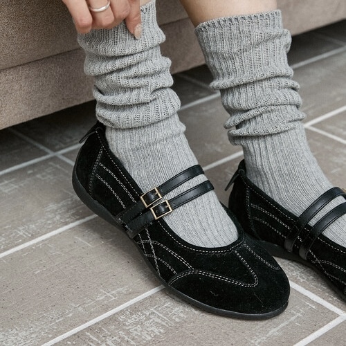 MARY QUANT × PUBLUX 麂皮 瑪莉珍 後跟小花刺繡 兩色 日本代購